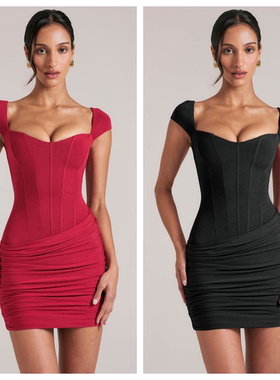 英国代购正品04.02 名品ohpolly 女装新款 鱼骨束腰迷笛款连衣裙
