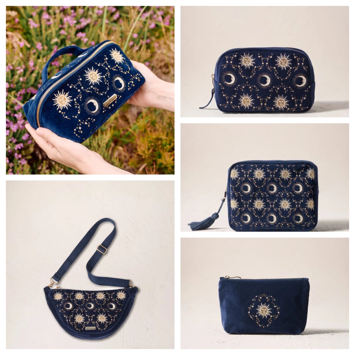 英国代购正品09.16 Celestial Sun & Moon Wash 刺绣太阳花化妆包