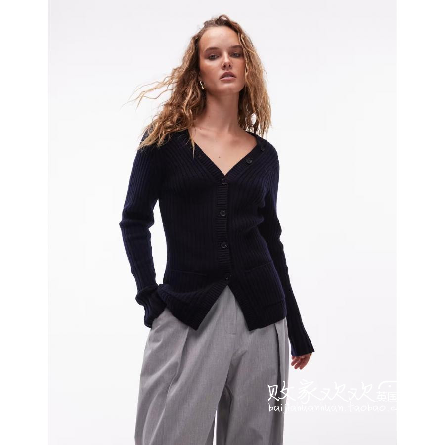 英国代购正品11.27 2025潮流导向 女装新款 深色针织舒适百搭开衫