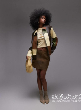 英国代购正品02.24 2025潮流导向 女装新款 TS翻领拼接短款夹克