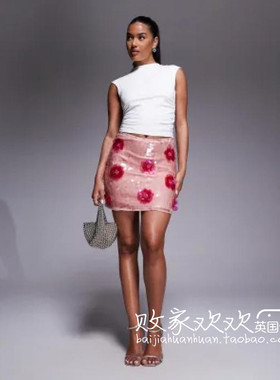 英国代购正品07.03 2025潮流导向 女装新款 亮片花迷笛设计半身裙
