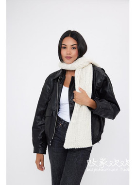 英国代购正品12.13 名品Boohoo 饰品新款 浅色针织长款保暖围巾