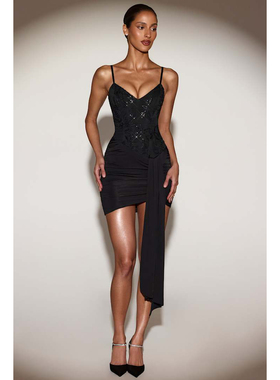 英国代购正品04.02 名品ohpolly 女装新款 吊带束胸飘带连衣裙