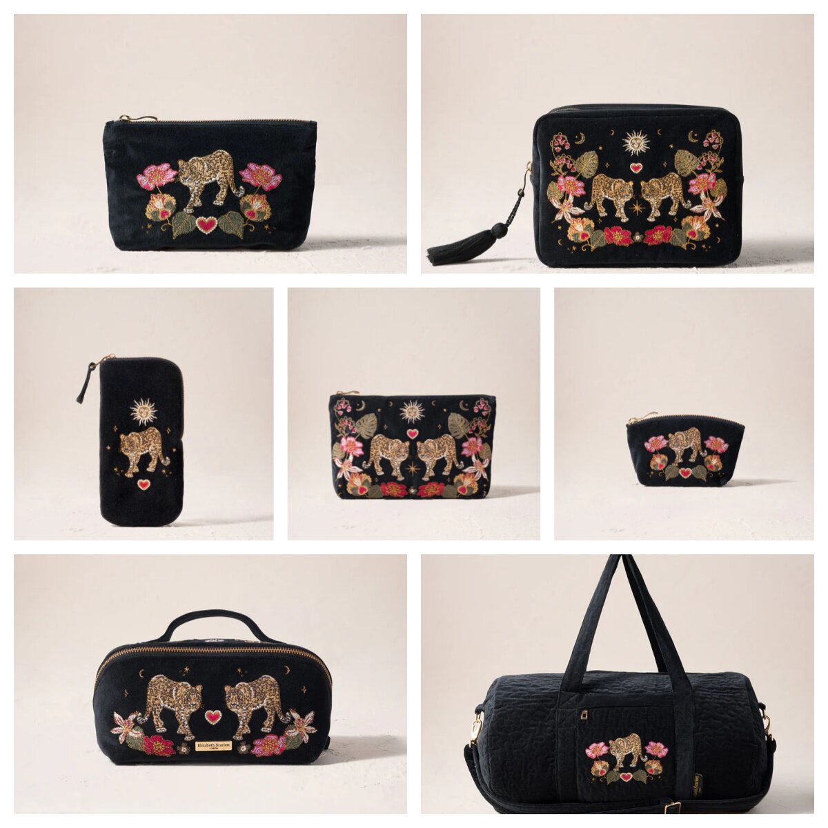英国代购正品07.16 Celestial Leopard Velvet刺绣豹子化妆包提包