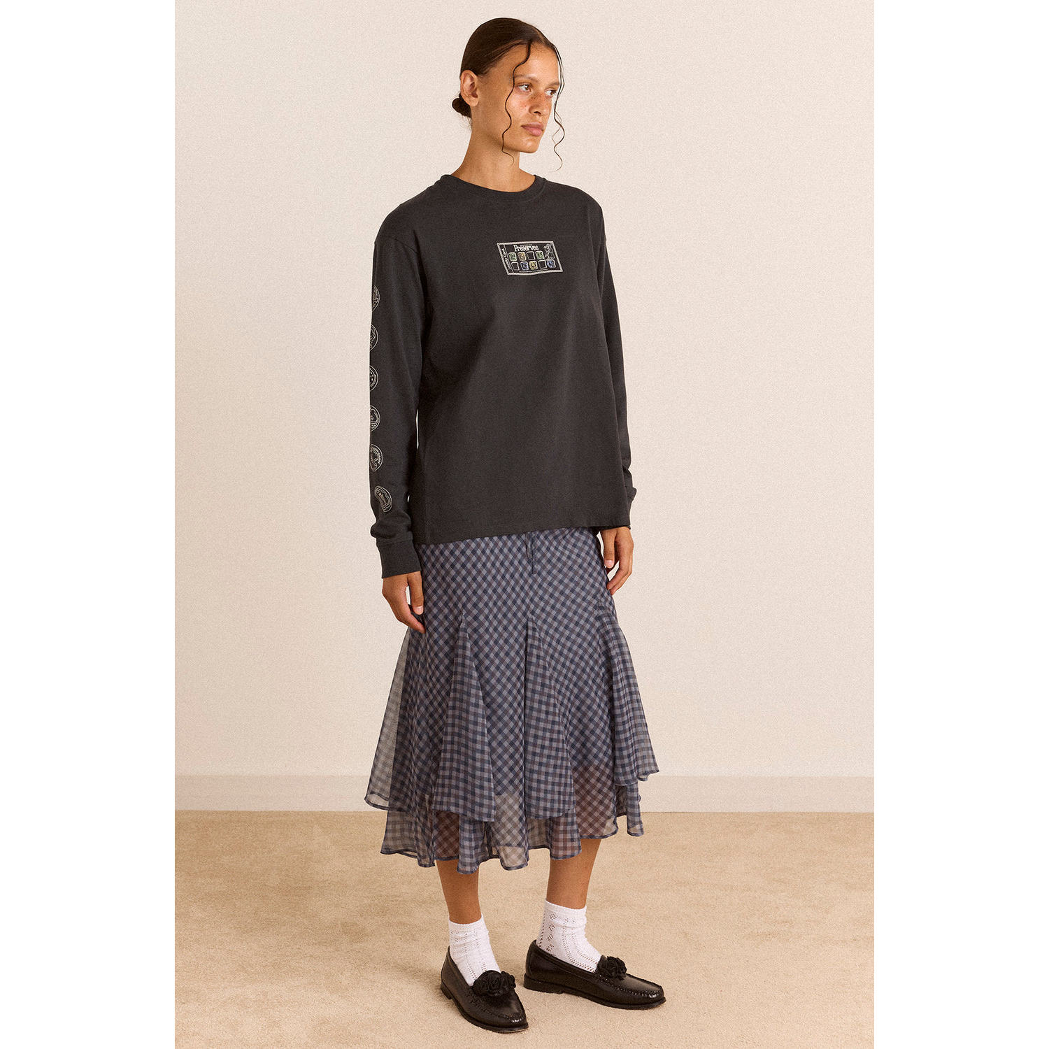 英国代购正品09.09 名品DM 女装新款 时尚迷你格子不规则半身裙