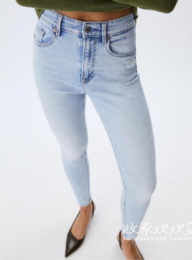 英国代购正品10.07 2025潮流导向 女装新款 时尚浅色长款牛仔裤