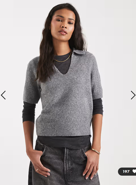 英国代购正品01.15 2026潮流导向 女装新款 翻领短袖针织百搭套衫