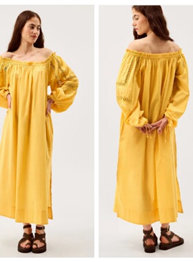 英国代购正品03.13 名品Monsoon 女装新款 一字肩泡泡袖连衣裙