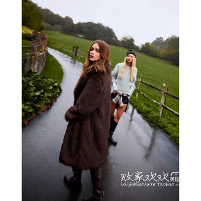 英国代购正品11.01 2025潮流导向 女装新款 冬季皮草风长款大衣