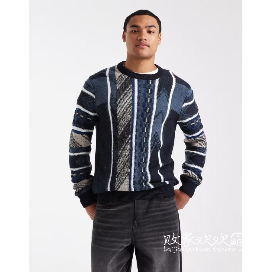 英国代购正品10.28 2025潮流导向 男装新款 时尚花色针织长袖毛衣