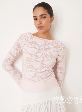 英国代购正品07.02 2025潮流导向 女装新款 休闲蕾丝长袖打底衫