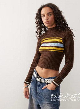 英国代购正品10.04 2025潮流导向 女装新款 横纹针织长袖舒适毛衣