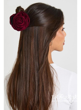 英国代购正品12.13 名品Boohoo 饰品新款 天鹅绒花朵设计发夹