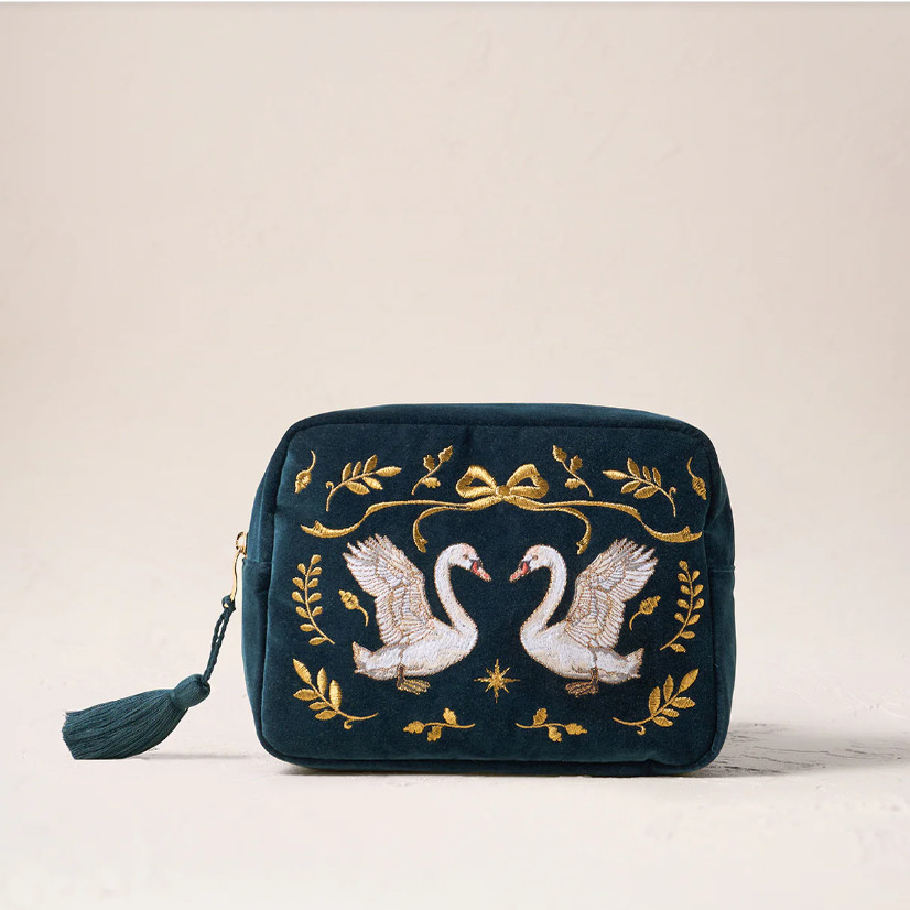 英国代购正品11.26 Majestic Swans Wash Bag 刺绣天鹅包 限量款