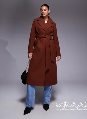 英国代购正品11.04 2025潮流导向 女装新款 气质翻领系腰带大衣