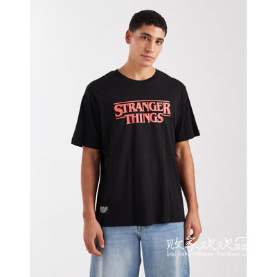 英国代购正品12.05 2025潮流导向 男装新款 休闲字母深色短袖T恤