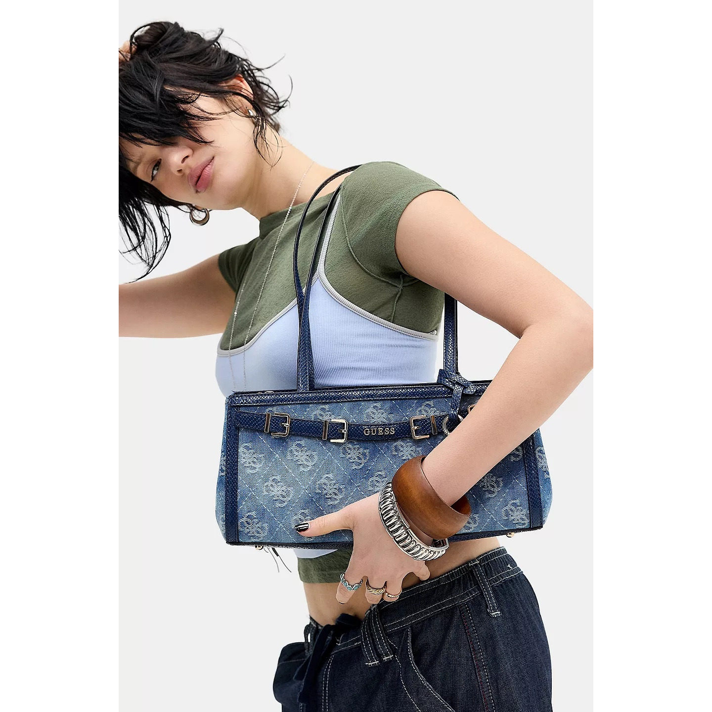 英国代购正品05.06 名品UO 女包新款 牛仔印花设计百搭单肩包
