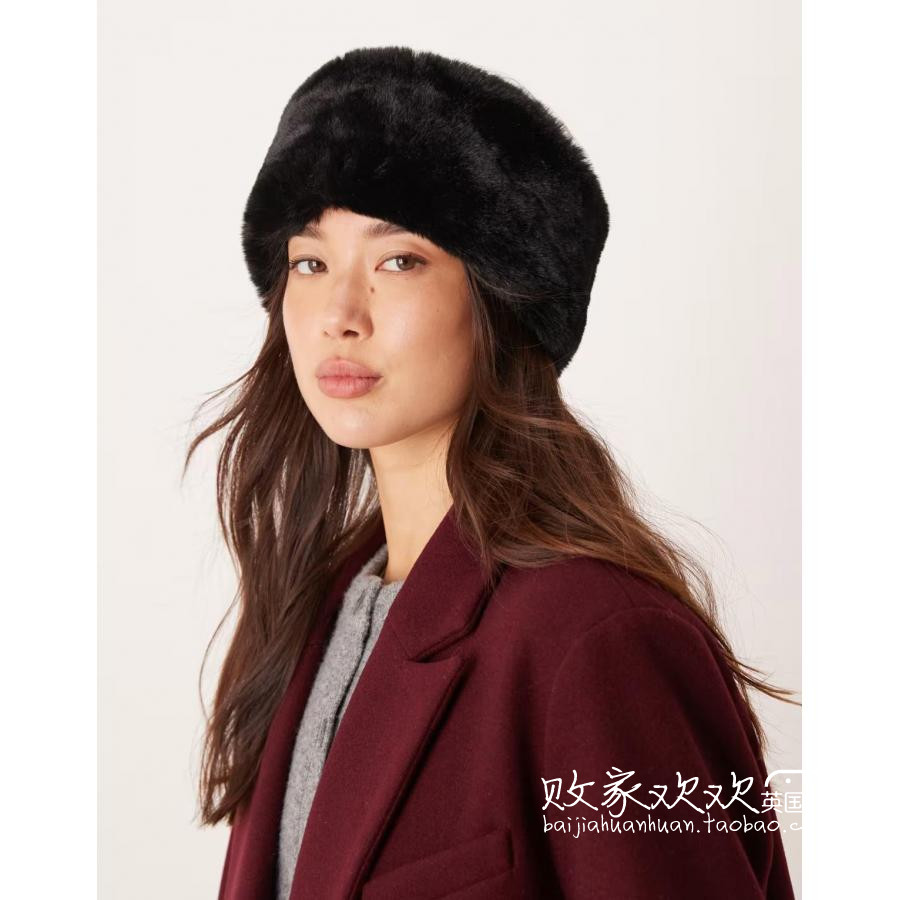 英国代购正品11.24 2025潮流导向 饰品新款 时尚黑色人造毛皮发带