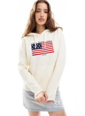 英国代购正品08.26 2025潮流导向 女装新款 连帽图案浅色长袖卫衣