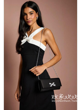 英国代购正品07.30 名品Boohoo 女装新款 蝴蝶结翻盖设计单肩包