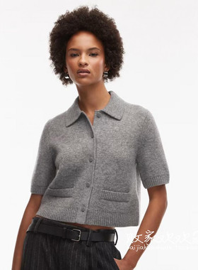 英国代购正品08.10 2025潮流导向 女装新款 翻领短袖针织小衫