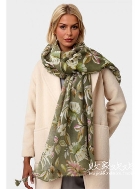 英国代购正品12.13 名品Boohoo 饰品新款 时尚印花长款保暖围巾