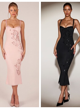 英国代购正品04.27 名品ohpolly 女装新款 吊带镶边褶边连衣裙
