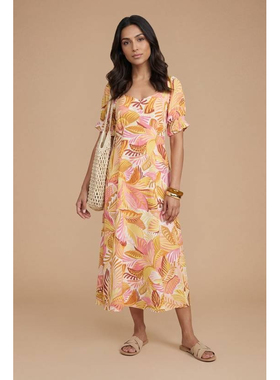 英国代购正品04.18 名品PL 女装新款 时尚印花短袖长款连衣裙