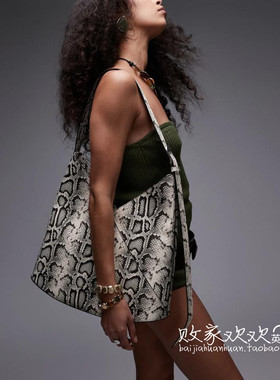 英国代购正品05.05 2025潮流导向 女包新款 蛇皮纹大容量手提包