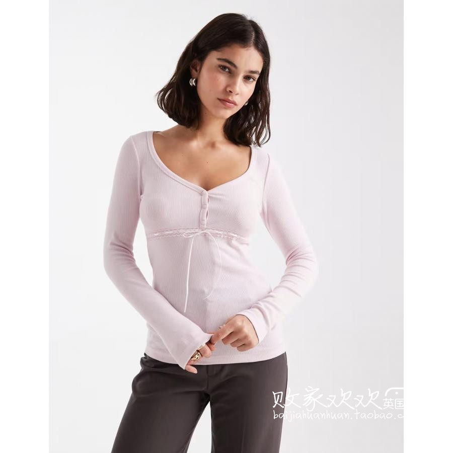 英国代购正品10.12 2025潮流导向 女装新款 休闲浅色长袖打底衫