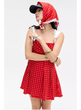 英国代购正品01.14 名品UO 女装新款 设计吊带波点迷人百搭连衣裙