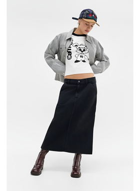 英国代购正品04.05 名品UO 女装新款 时尚深色牛仔长款百搭半身裙