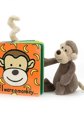 英国代购正品03.03 jellycat If I Were A Monkey 猴子和书套装