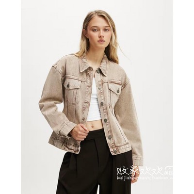 英国代购正品12.10 2025潮流导向 女装新款 翻领牛仔短款舒适外套