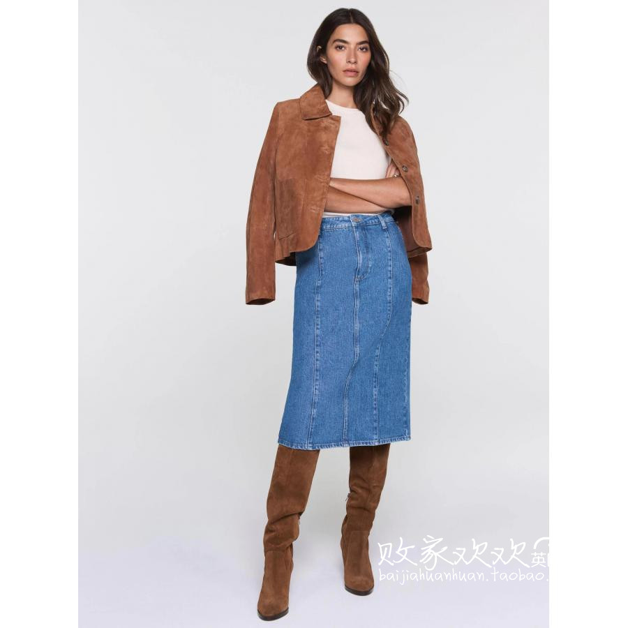 英国代购正品11.17 名品NEXT 女装新款 设计牛仔中长款百搭半身裙