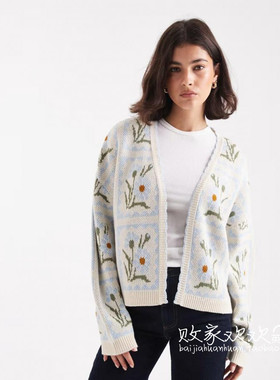 英国代购正品08.10 2025潮流导向 女装新款 花朵针织舒适百搭开衫