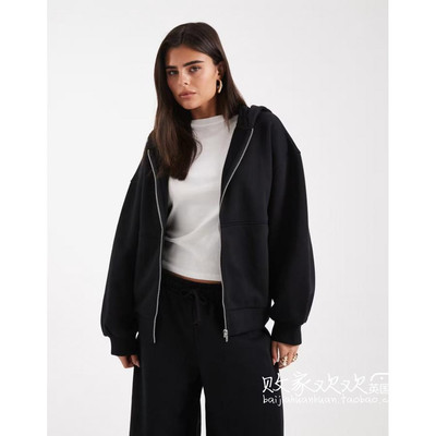 英国代购正品12.02 2025潮流导向 女装新款 休闲连帽深色开衫卫衣