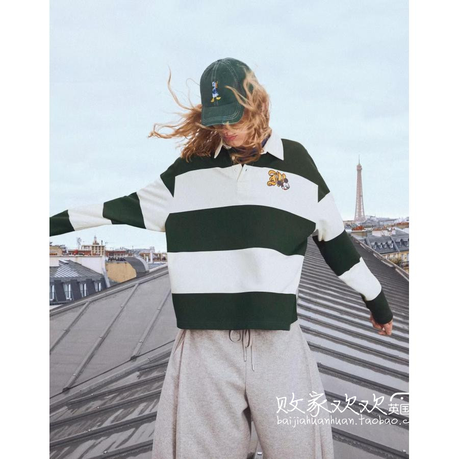 英国代购正品11.26 2025潮流导向 男装新款 翻领横纹长袖舒适套衫