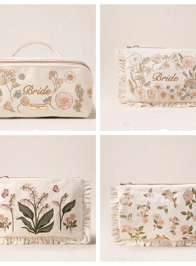 英国代购正品02.24 Lily of the Valley Frill Pouch刺绣花化妆包