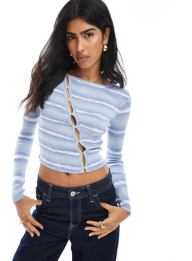 英国代购正品09.01 2025潮流导向 女装新款 休闲横纹长袖舒适T恤