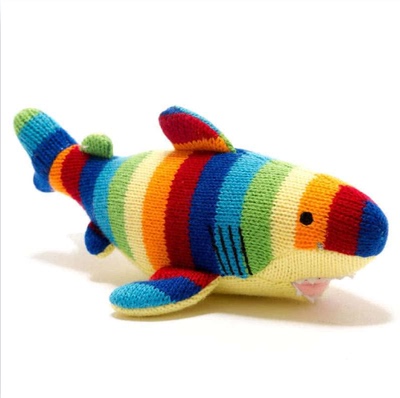 KnittedSharkBabyRattle