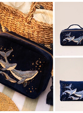 英国代购正品06.28 Mystical Whale Open Flat 刺绣海豚手提包