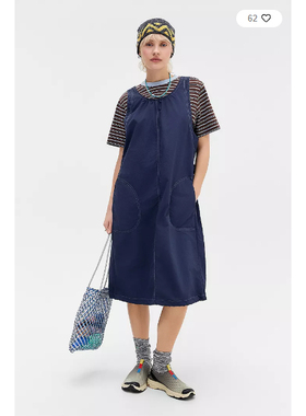 英国代购正品03.20 名品UO 女装新款 时尚牛仔无袖宽松长款连衣裙