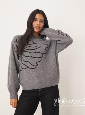 英国代购正品10.07 2025潮流导向 女装新款 花朵针织长袖舒适毛衣