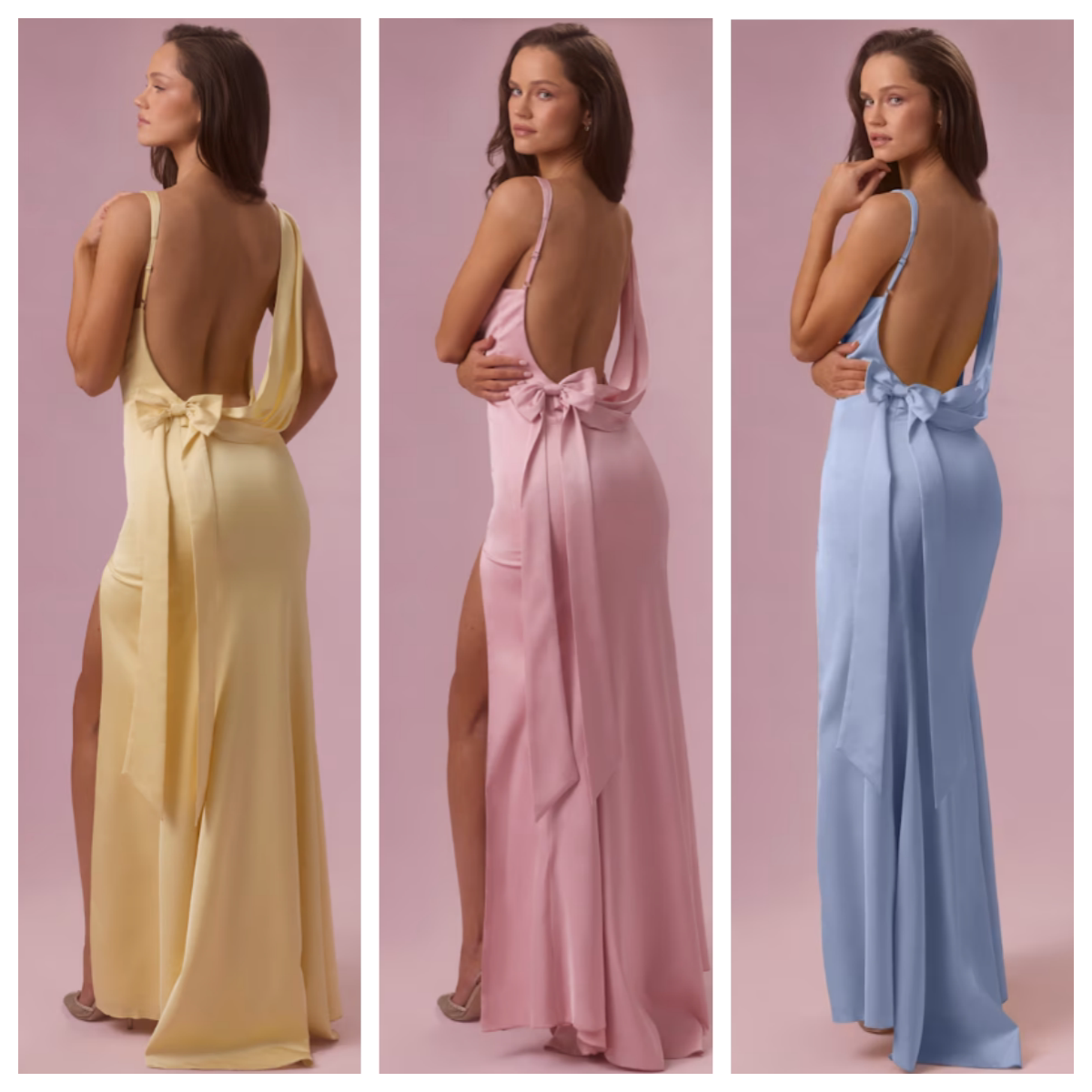 英国代购正品04.02 名品ohpolly 女装新款 性感蝴蝶结缎面连衣裙