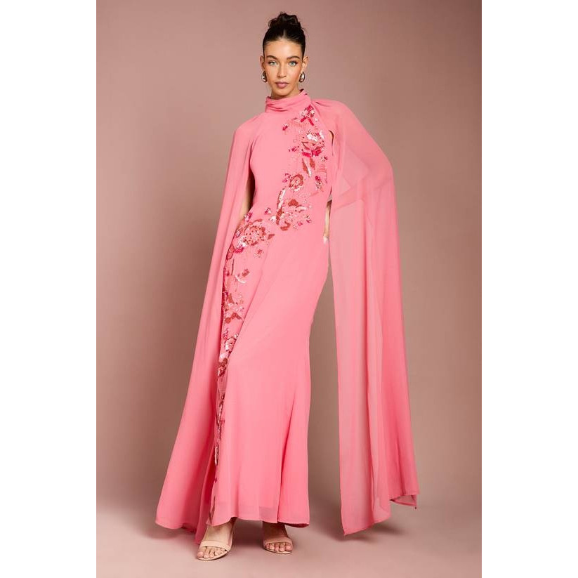 英国代购正品04.20 名品KM 女装新款 高级刺绣花长飘带礼服连衣裙