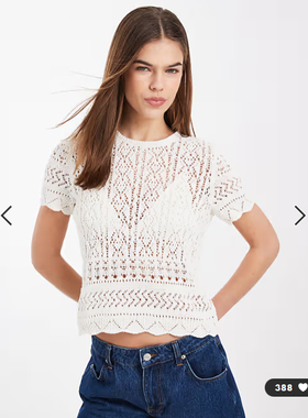 英国代购正品02.25 2026潮流导向 女装新款 镂空花针织浅色小衫