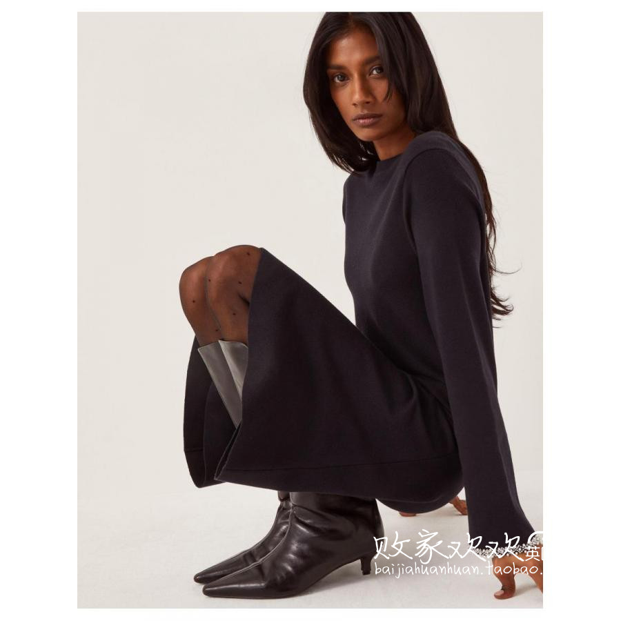 英国代购正品11.06 名品Monsoon 女装新款 闪钻袖边打底连衣裙