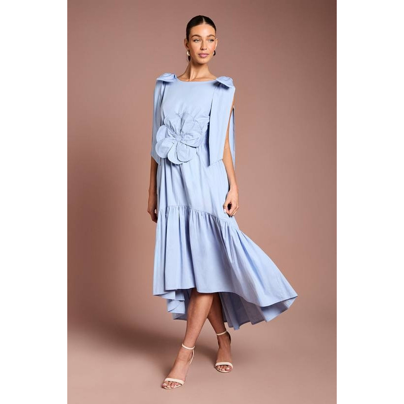 英国代购正品04.20 名品KM 女装新款 时尚系蝴蝶结花朵长款连衣裙