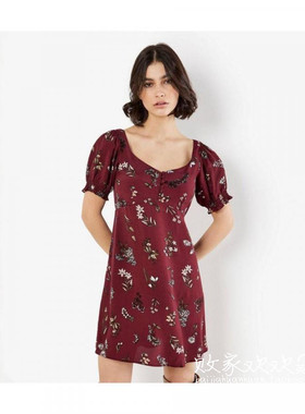 英国代购正品08.16 名品NL 女装新款 时尚碎花迷人百搭连衣裙